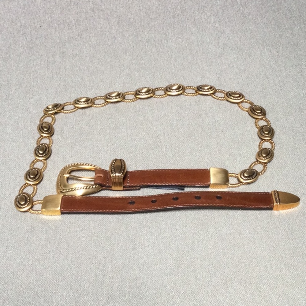 VINTAGE 1995 GOLD CLASSIC BRIGHTON CHAIN BELT, PREMIUM LEATHER